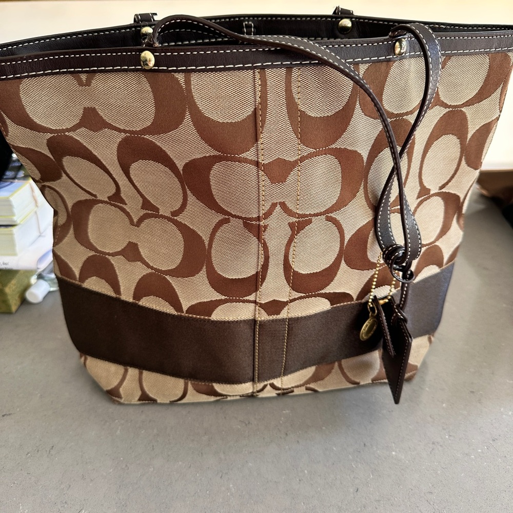 Coach Large Classic Brown and Tan Reversible Tote Bag